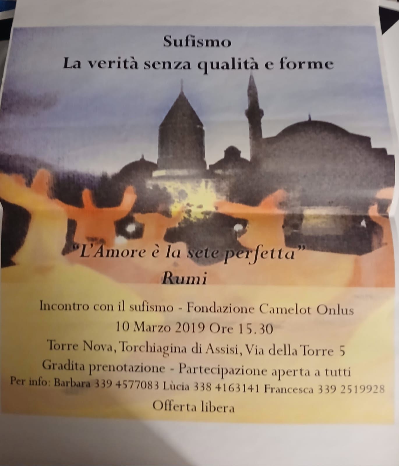 Conferenza filosofia e sufismo castello Torchigiana Assisi
